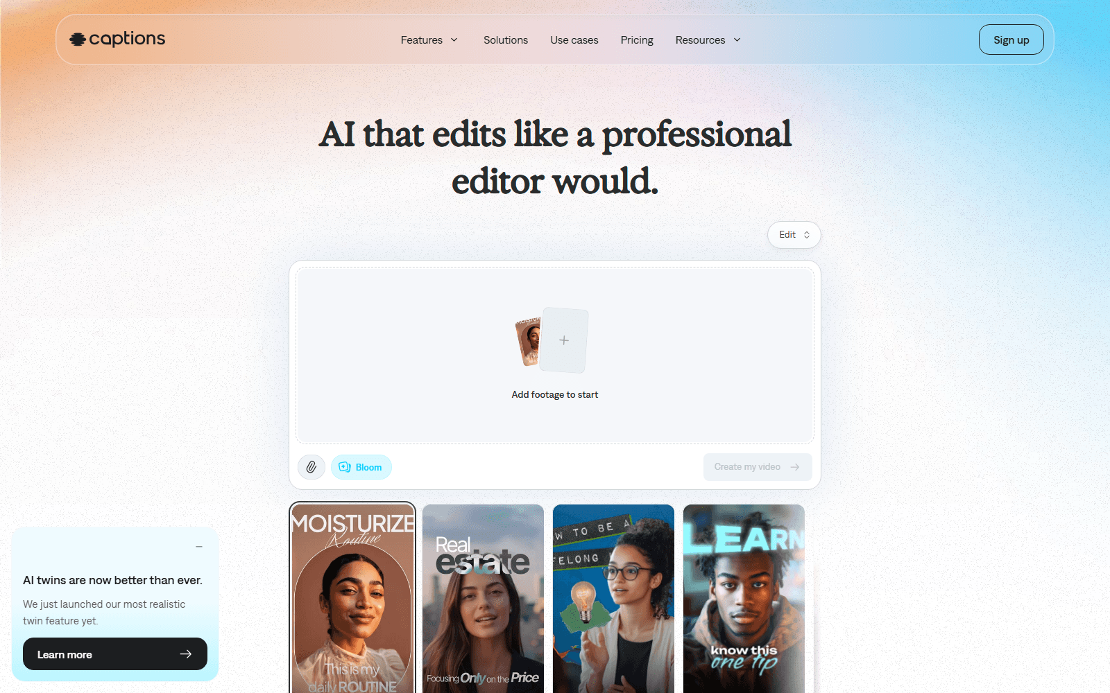 captions homepage