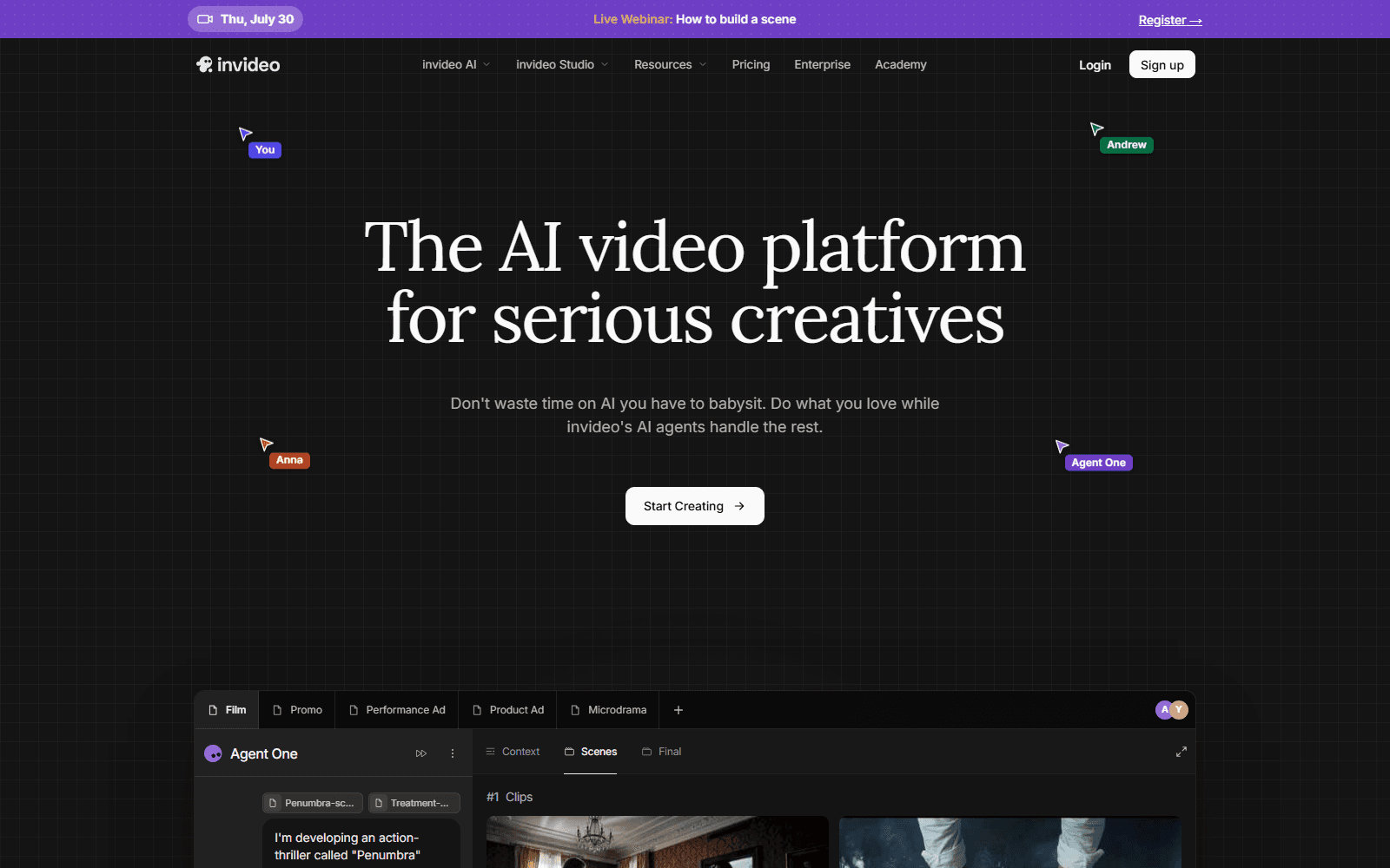invideo homepage